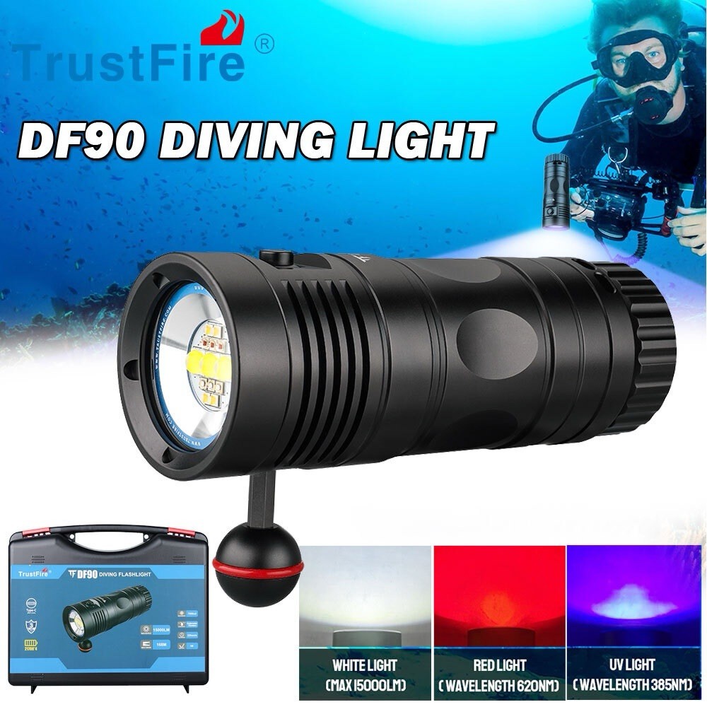 Trustfire Df90 Diving Flashlight 15,000LM 70 Meter Depth 168M Throw