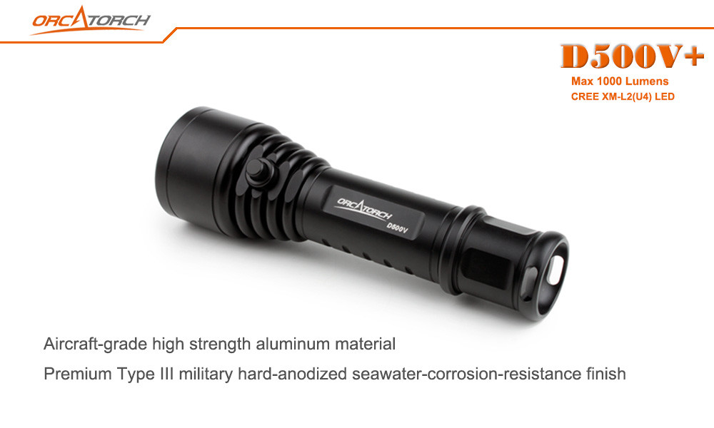 Orca D500V+ Dive Scuba LED Light Super Bright Movie Day Lite Durable Aiuminum