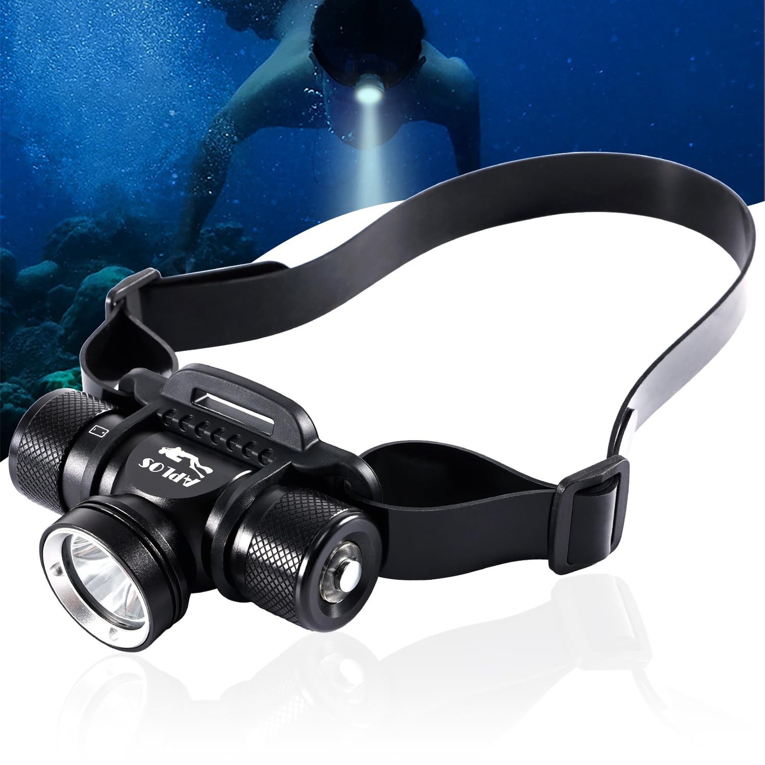 HP900 Diving Headlamp Rechargeable – 3000 Lumen Super Bright Scuba Dive Flashlig