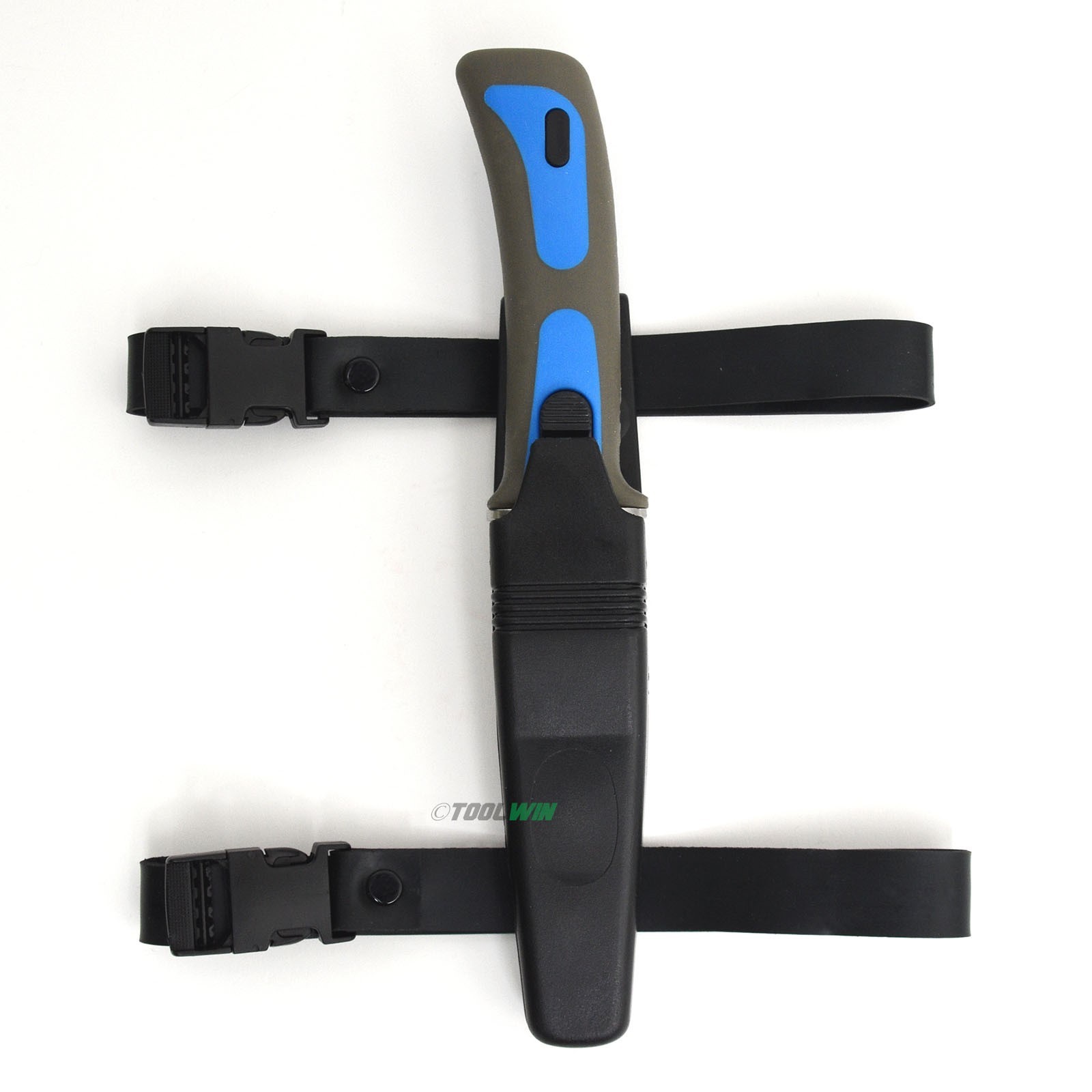 Scuba Diver Knife Sheath Dive Leg Arm Straps Stainless Steel Fixed Blade Blue