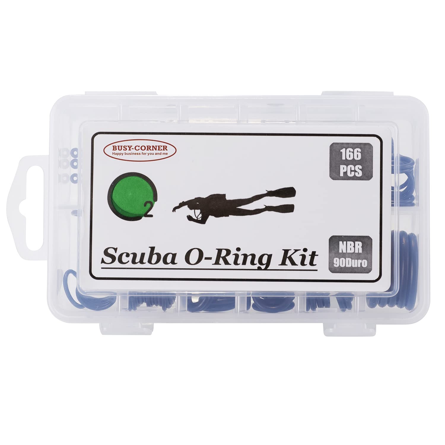 BUSY-CORNER 166 Pieces Scuba O-Ring Kit Diving Rubber Orings, for Black