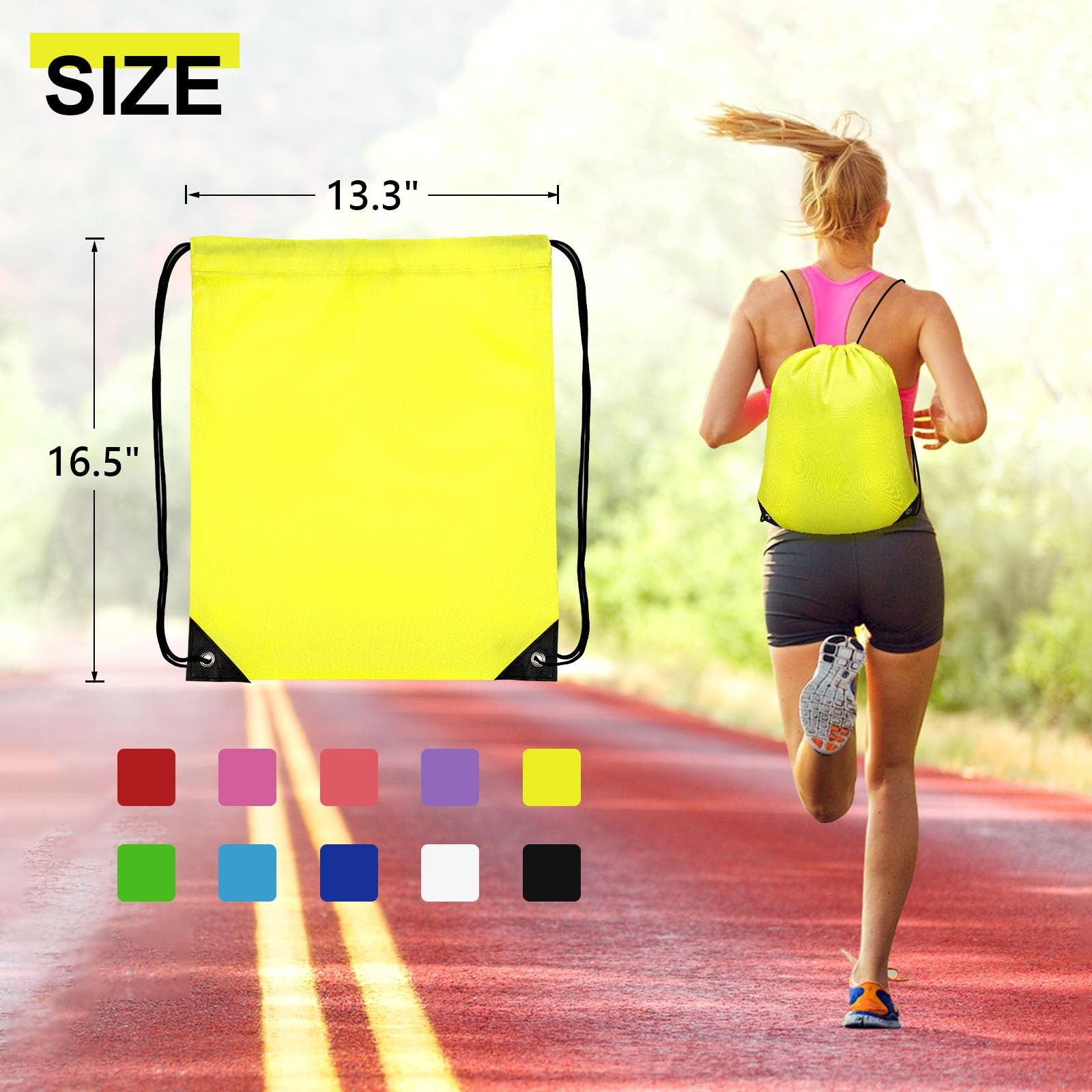 Grneric 150Pcs Drawstring Backpack Bulk Cinch Sackpack Multicolor