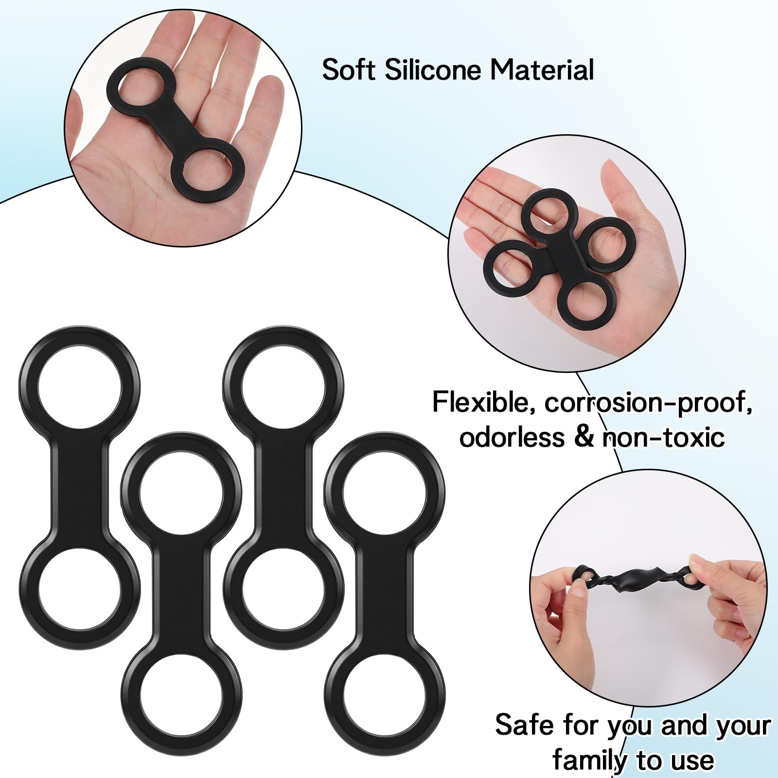 Amaxiu 4 Pcs Snorkel Inner Diameter 2.2cm/0.87in, Length 9cm/3.54″, Black