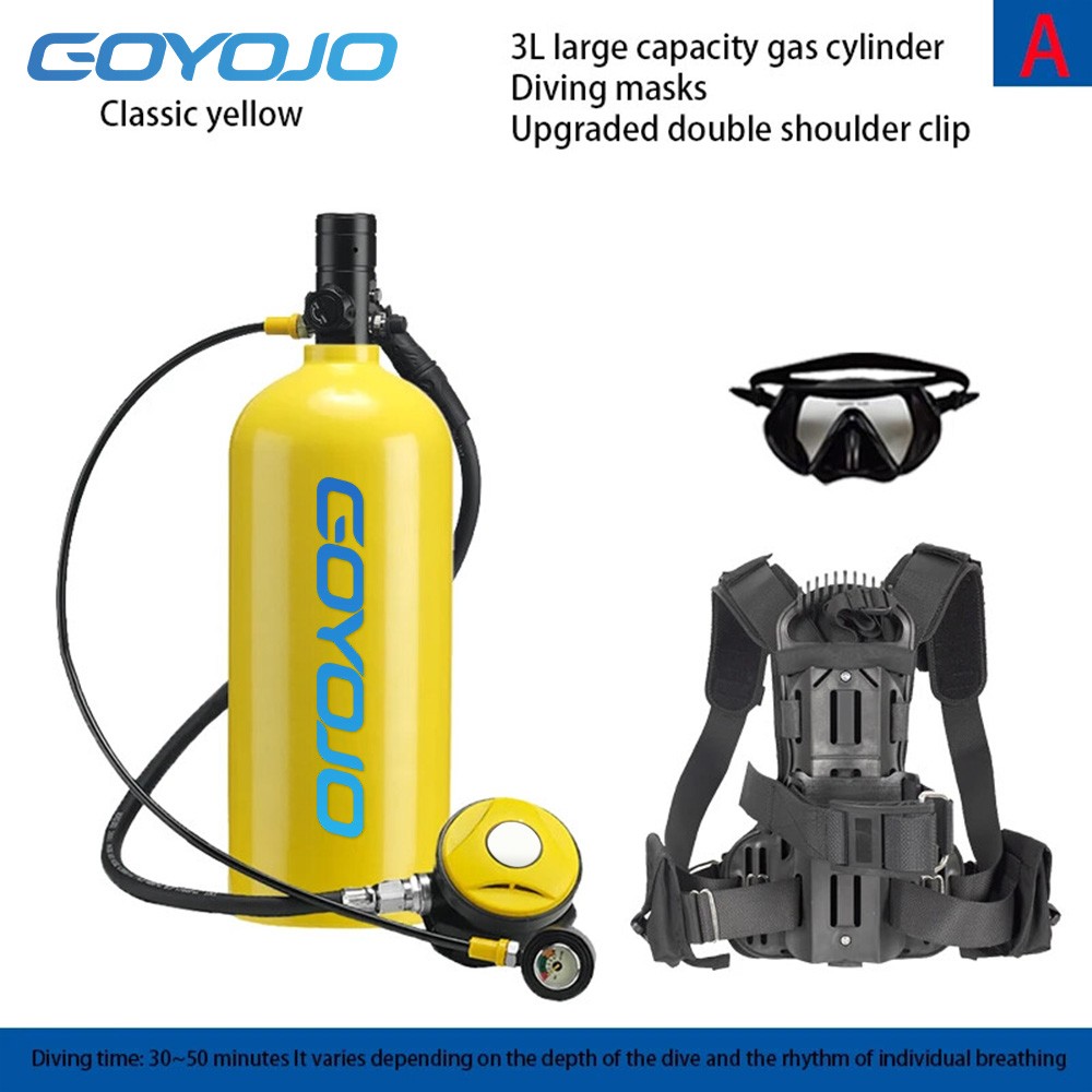 Scuba Diving Oxygen Tank 3L Cylinder Underwater Breather Air Tank Kit A Set Tank