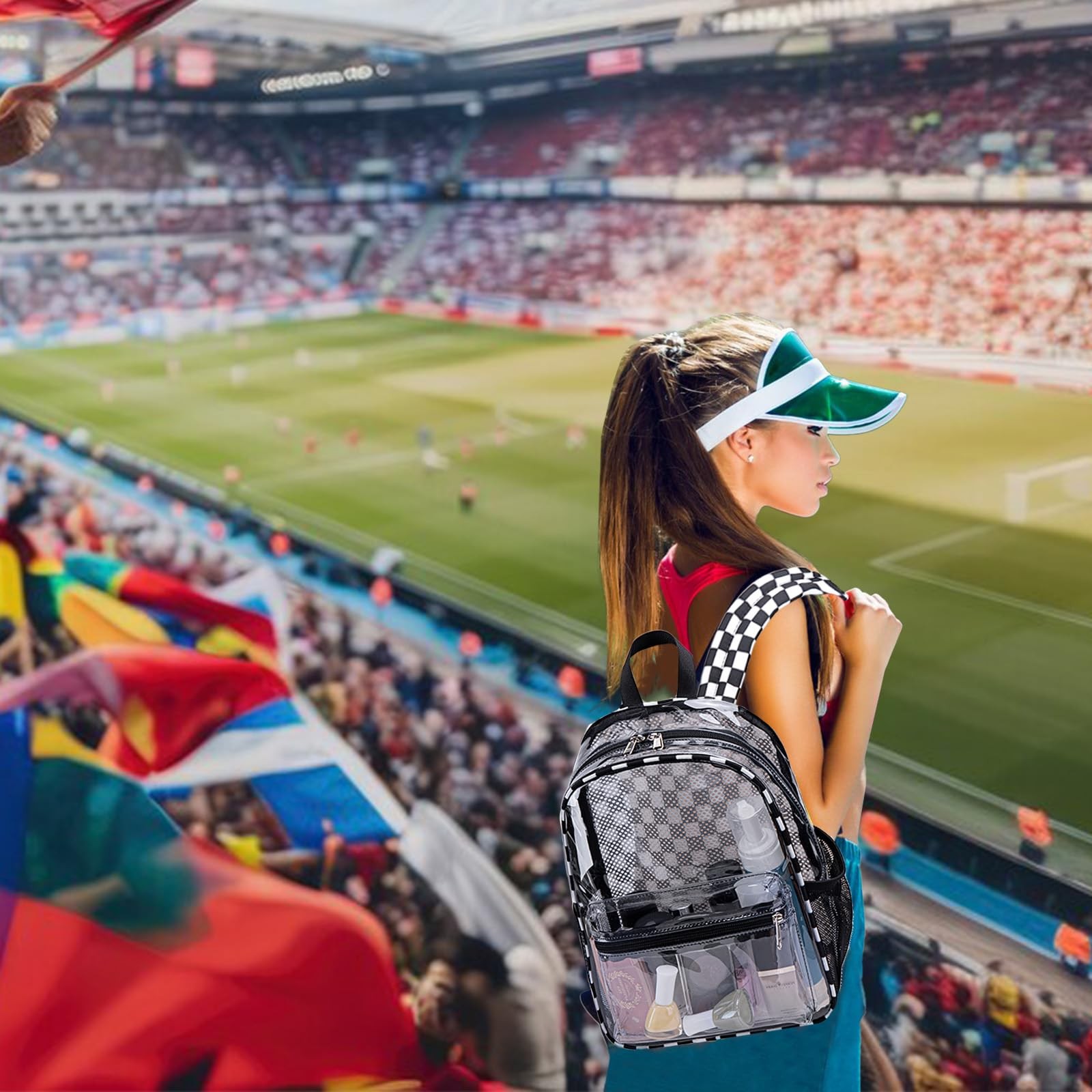 BTOOP Clear Mini Backpack for Stadium Events 12» H-Mini, Black White – Plaid
