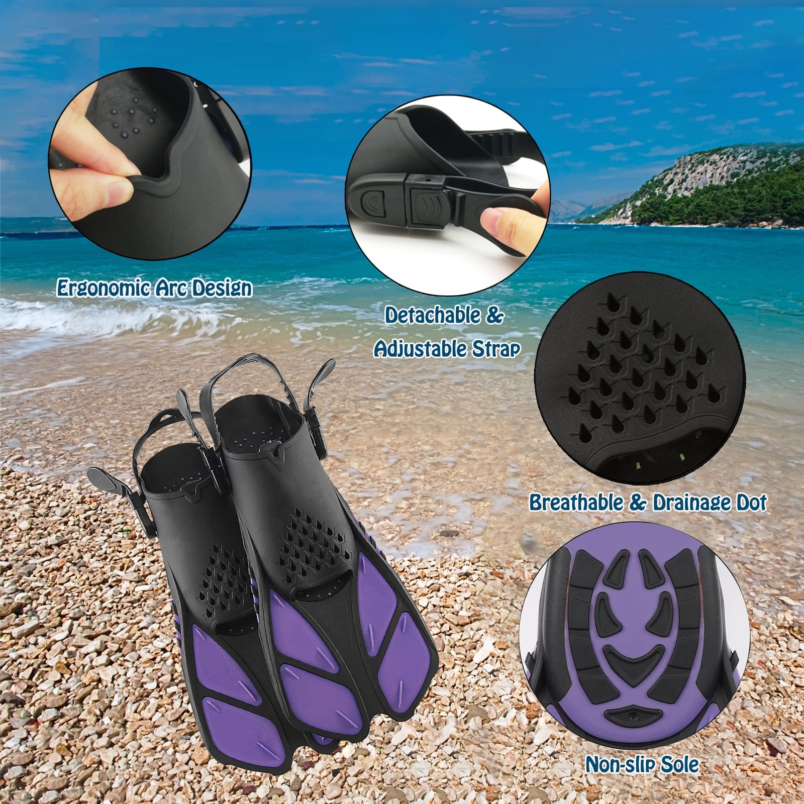 DiVLMT Snorkeling Gear for Adults with US Men 9-13 | Lady 10-14, Purple
