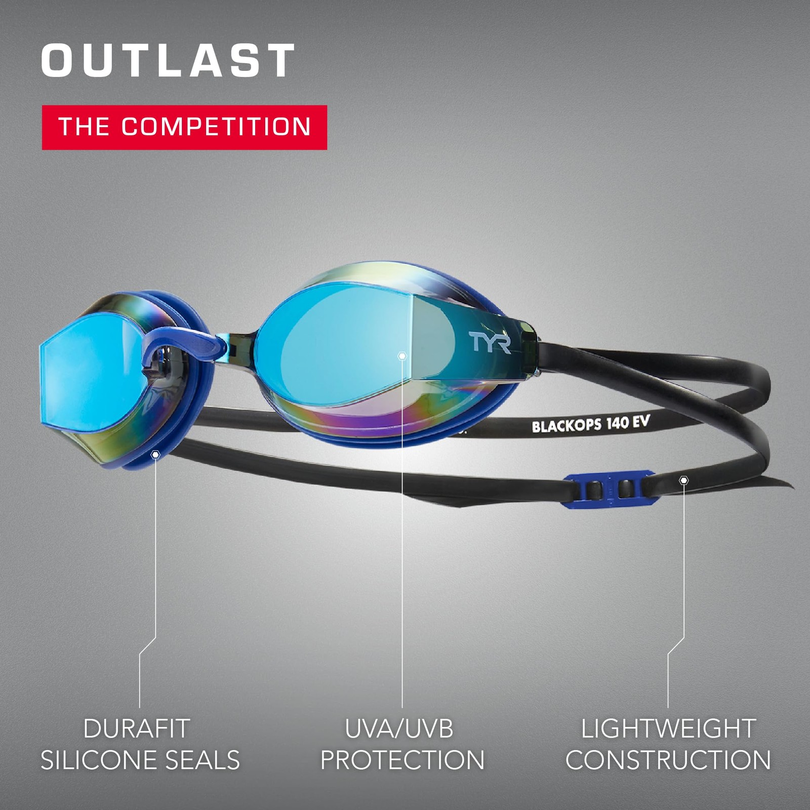 TYR Blackops 140 EV Racing Goggles – Mirrored One Size, – Gold/Navy