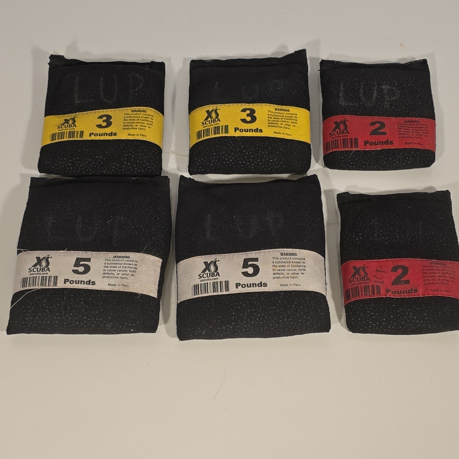 XS Scuba Soft Weight Pouches Set Lot Scuba (2lb x2, 3lb x2, 5lb x2)