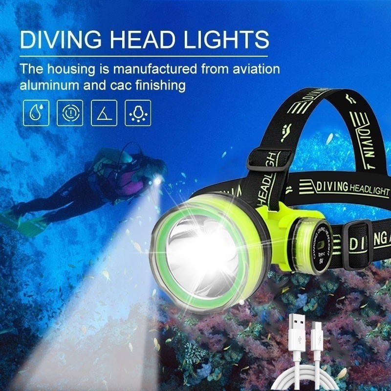 Diving Headlight Waterproof Professional Underwater Flashlight Fishing Light