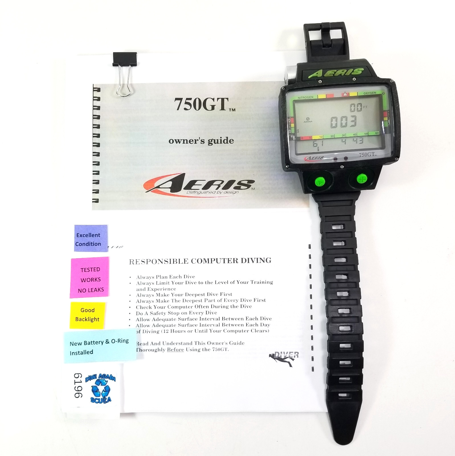 Aeris 750GT Wireless Hoseless Wrist Nitrox Scuba Dive Computer 750 GT Data Trans