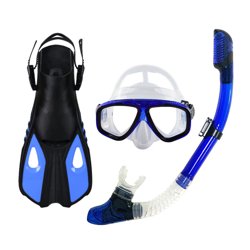Snorkel Set For Scuba, Dive Flippers Anti-Fog Goggles and Snorkeling Mask Tube