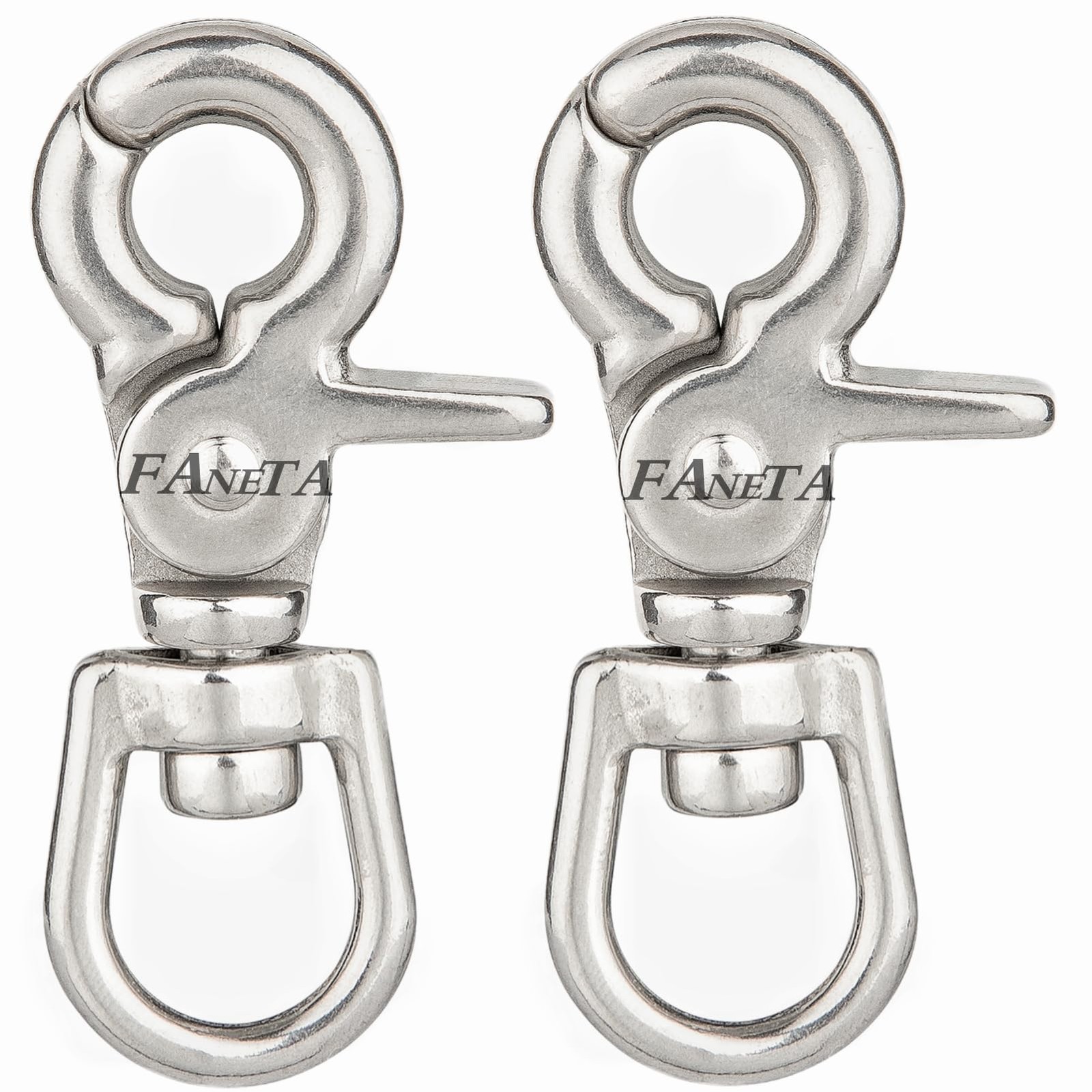 2 PCS 2-5/8 Inch Trigger Snap Hooks, Swivel, 316 Stainless Steel, Marine Grade