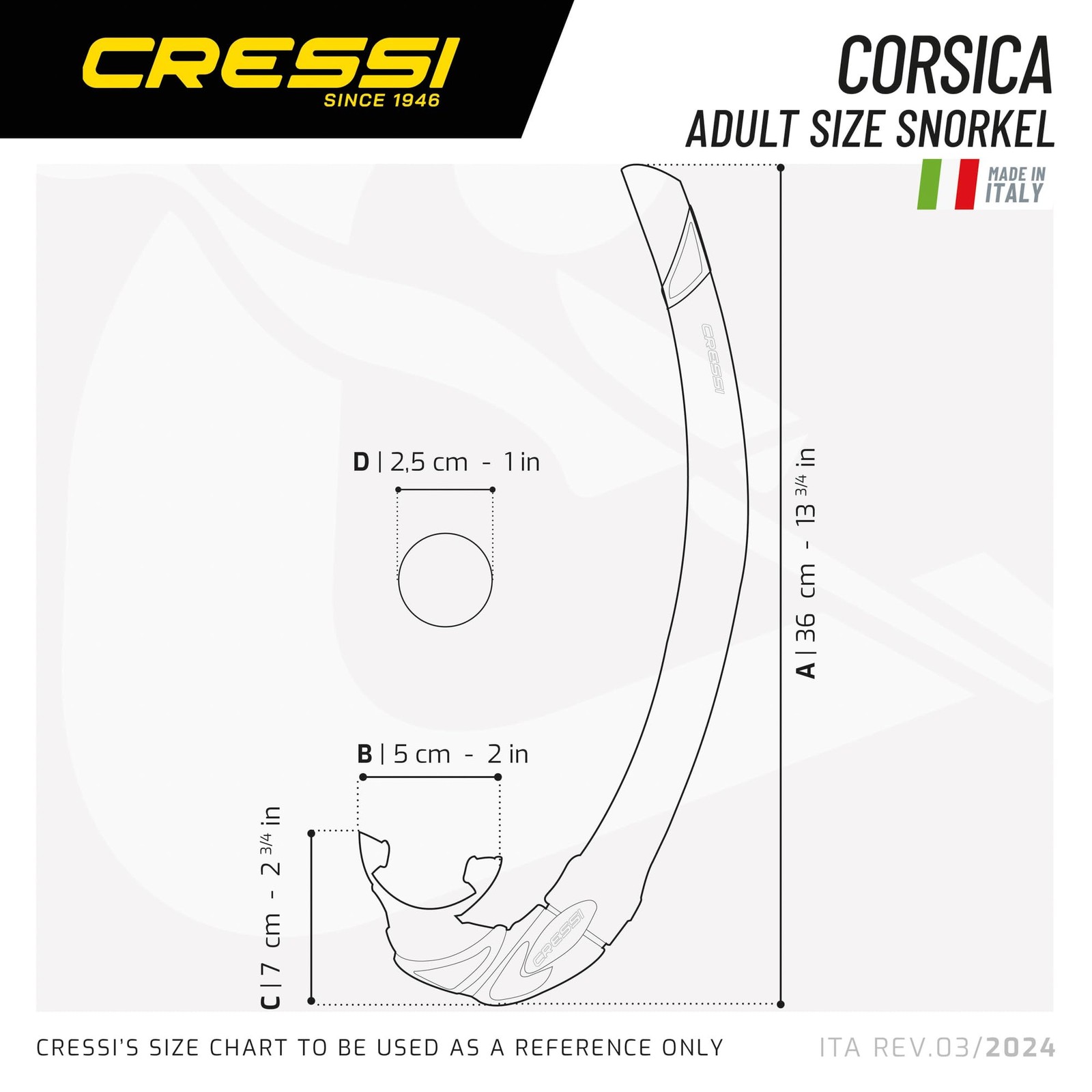 Cressi Corsica White Snorkel – Flexible Freediving Spearfishing Scuba