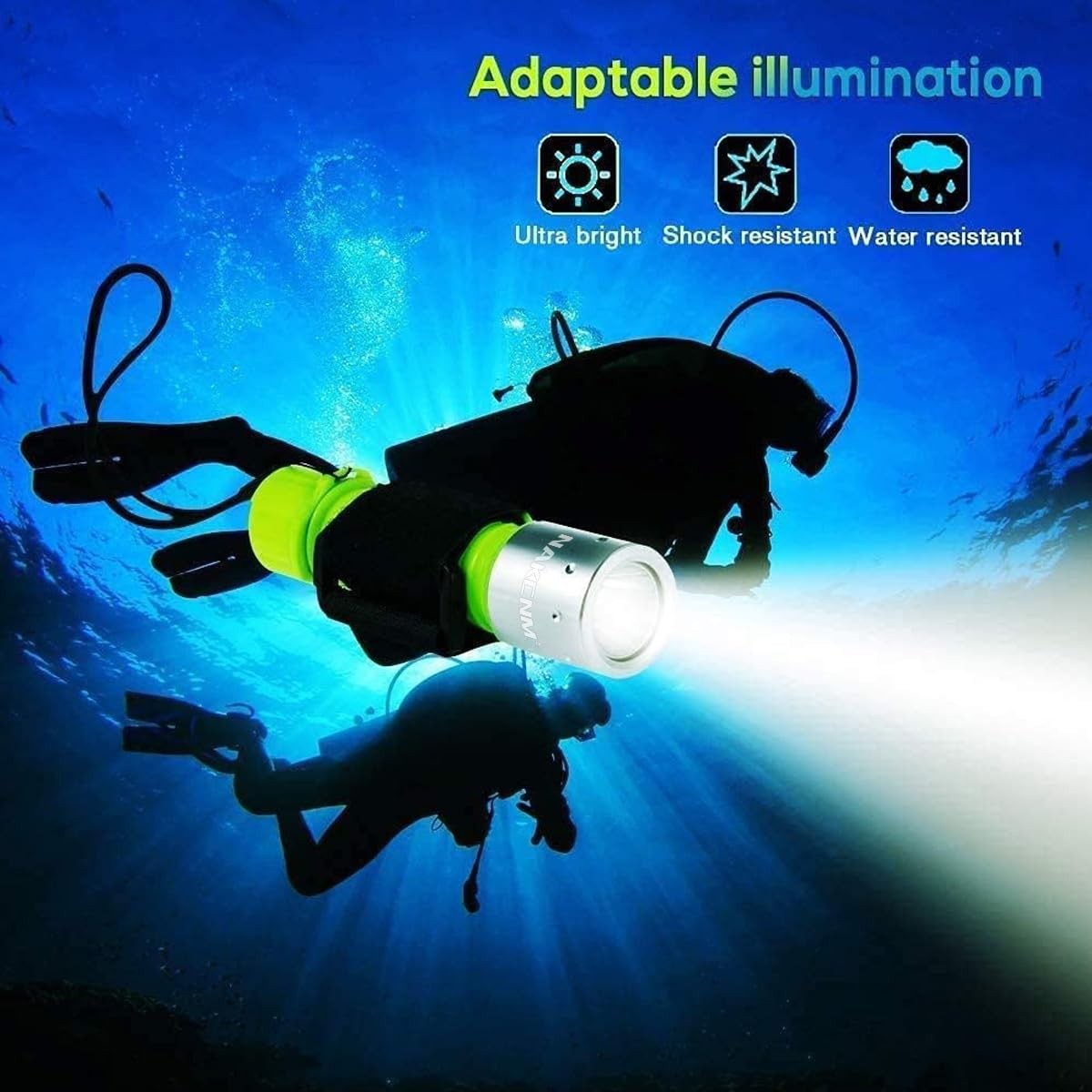 NAKCNM WishDeal 2 Pack Diving Flashlight Underwater LED Scuba Dive Yellow