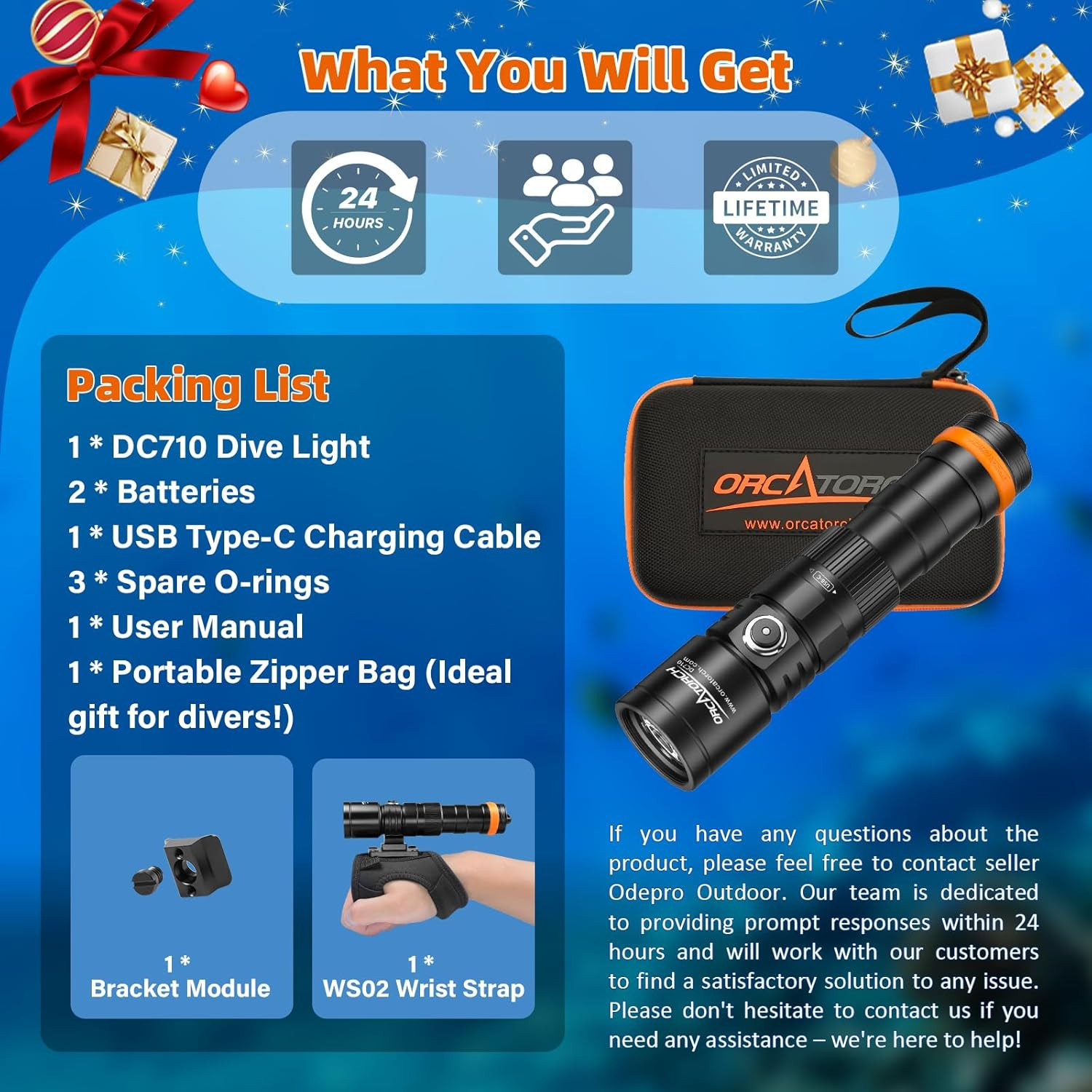 DC710 Scuba Dive Light Type C Rechargeable, 3000 Lumens Super Bright Underwater