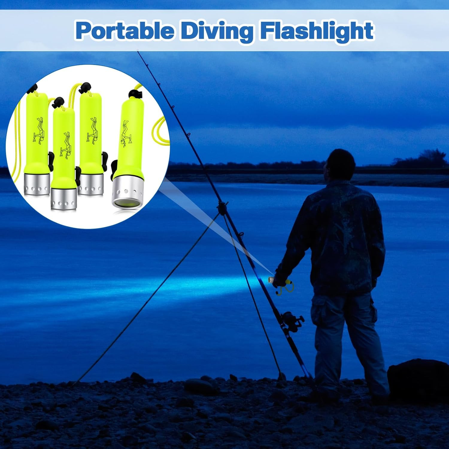 4 Pack Scuba Diving Flashlight 1000 Lumen T6 LED Dive Light Bright Waterproof