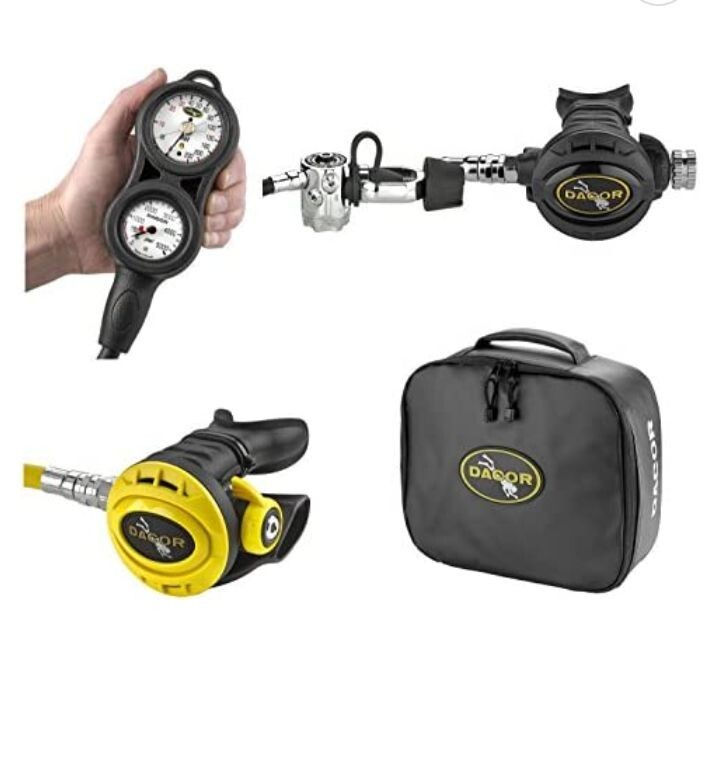 Dacor Pacer Plus X6 Regulator Set with Octopus Gauge Compass Bag Dive Kit