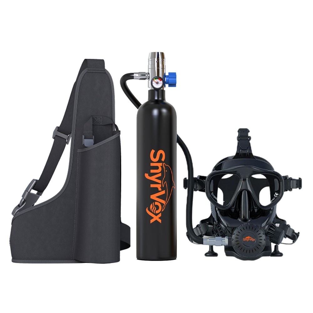 Portable Scuba Tank Mask Kit 1L Mini Lung Tank with Full Face Snorkel Mask