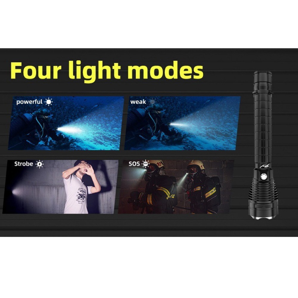 Scube Diving Flashlight P70-LED Light Waterproof Underwater Outdoor USB Torch