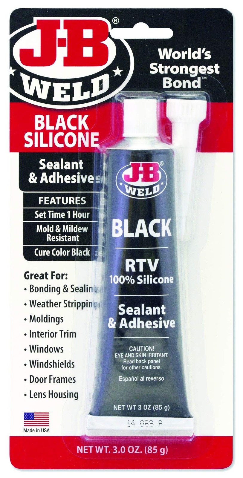 J-B Weld 31319 Black RTV Silicone Sealant and 3 Ounce (Pack of 1),