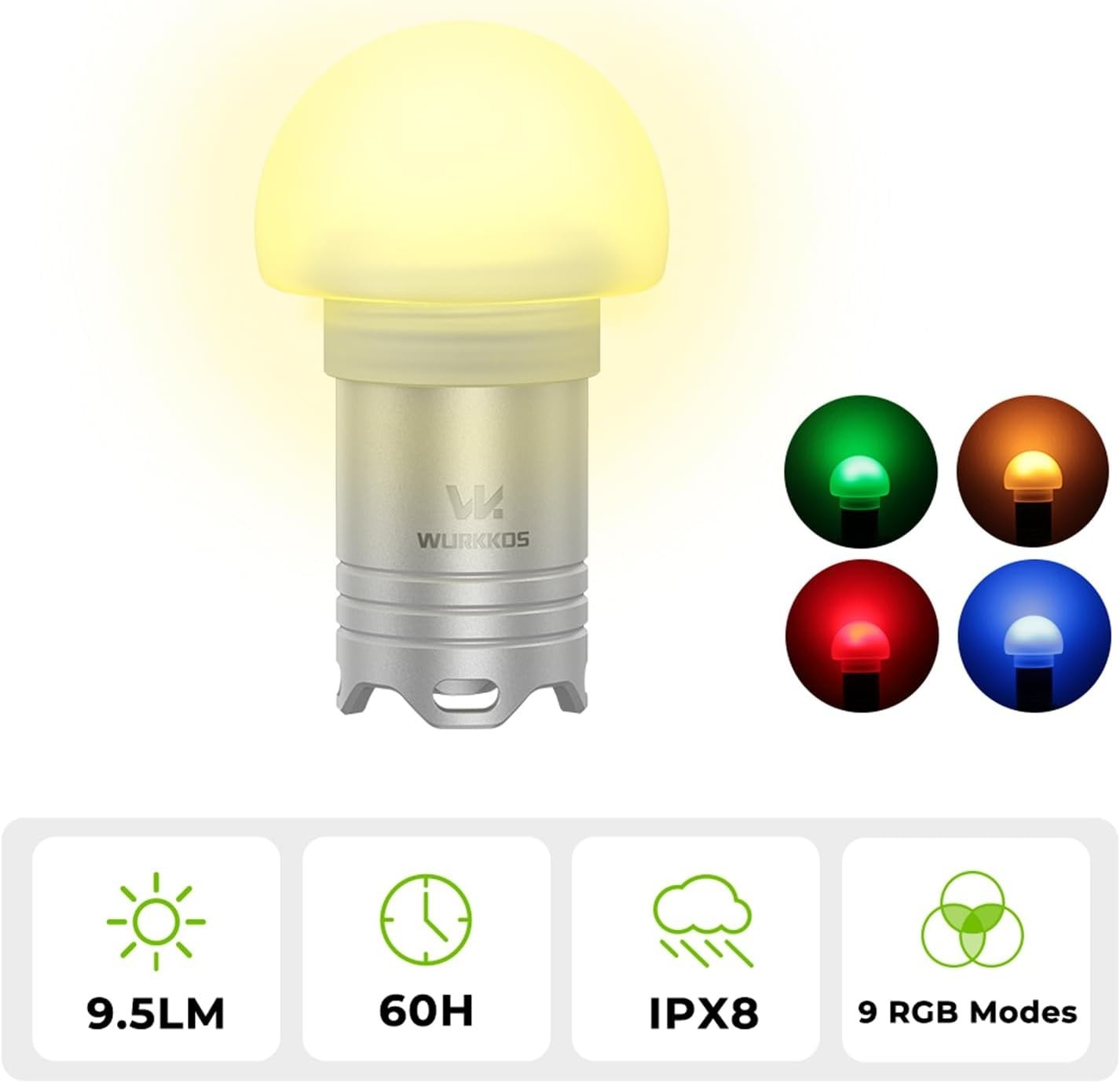 Wurkkos DL04 5-Color-in-1 Mini Diving Beacon Light, Rechargeable Scuba Diving