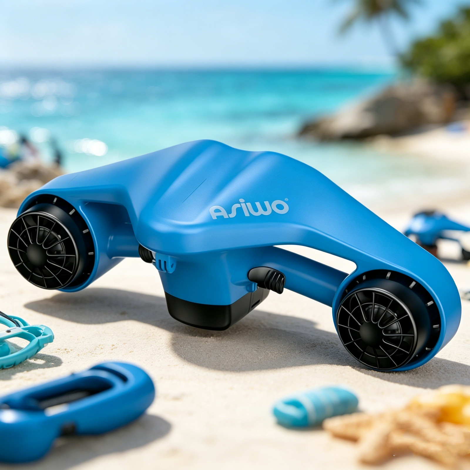 Asiwo Sea Scooter with Integrated Camera Mount for Underwater Exploration Blue