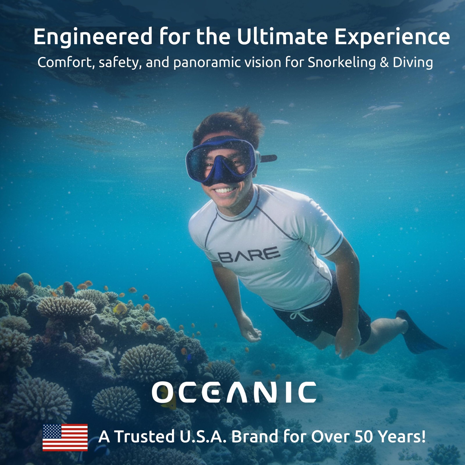 Snorkel Mask for Adults, Frameless Single Lens Dive Mask with Tempered Glass,…