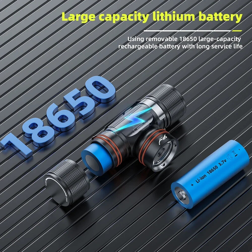 LED Dive Headlight High Lumen IPX8 White Light High Power Head Flashlight 100M