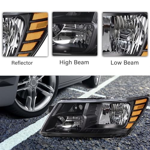 2PCS Black Headlight For 2009 2010 2011 2012 2013 2014 2015 2016 2017 2018