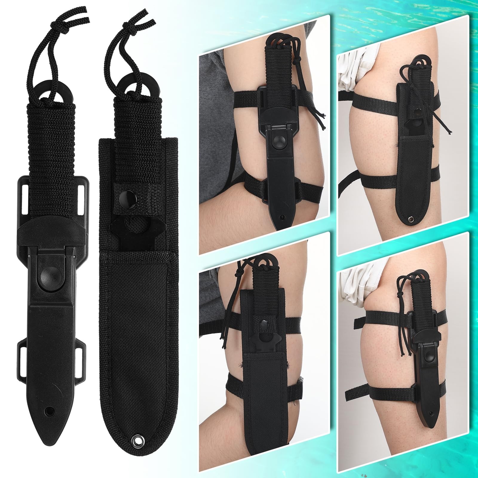 14 Pcs Hawaiian Sling Fishing Spear Set Fiberglass Pole Spear with 3 Prong Ti…