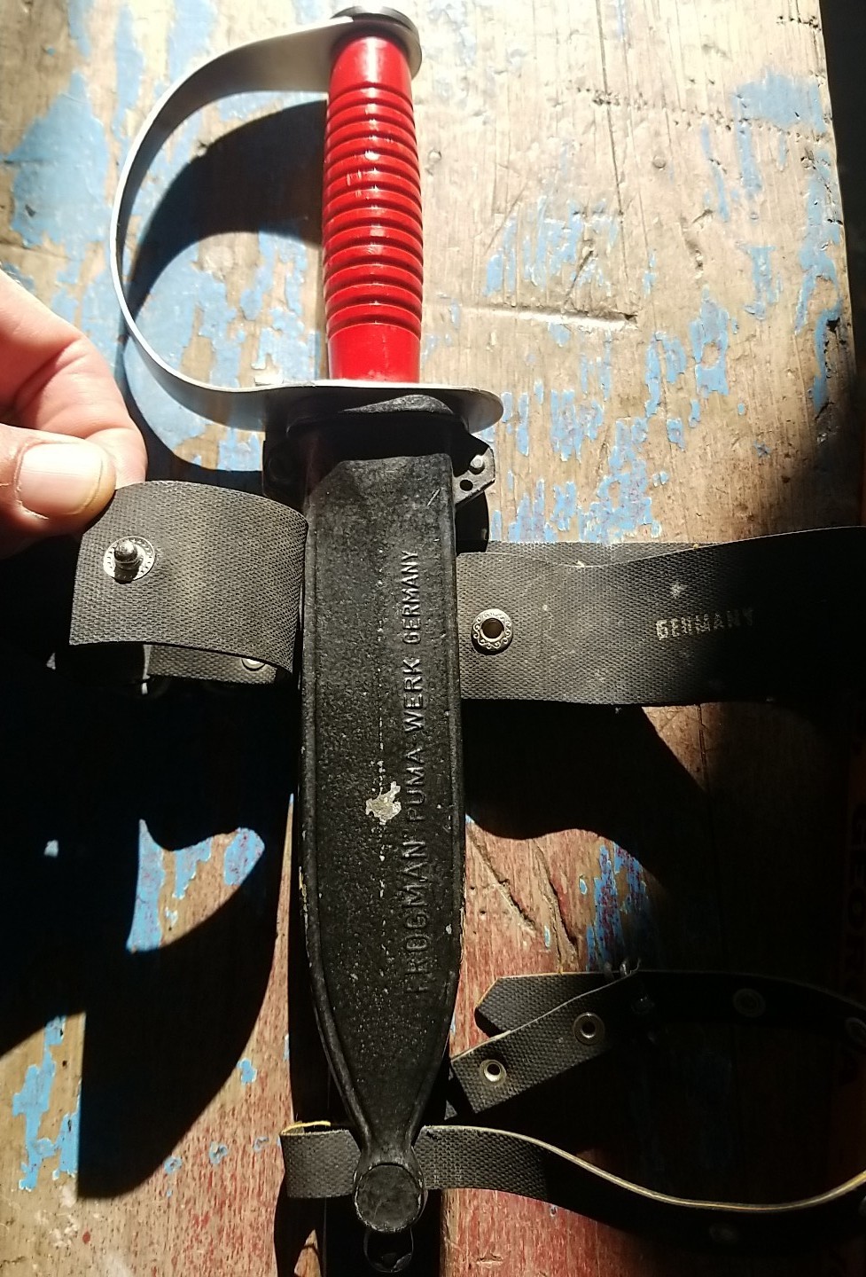 Vtg Puma Frogman Retention Combat D Guard Diving Knife Scuba Red Original Straps