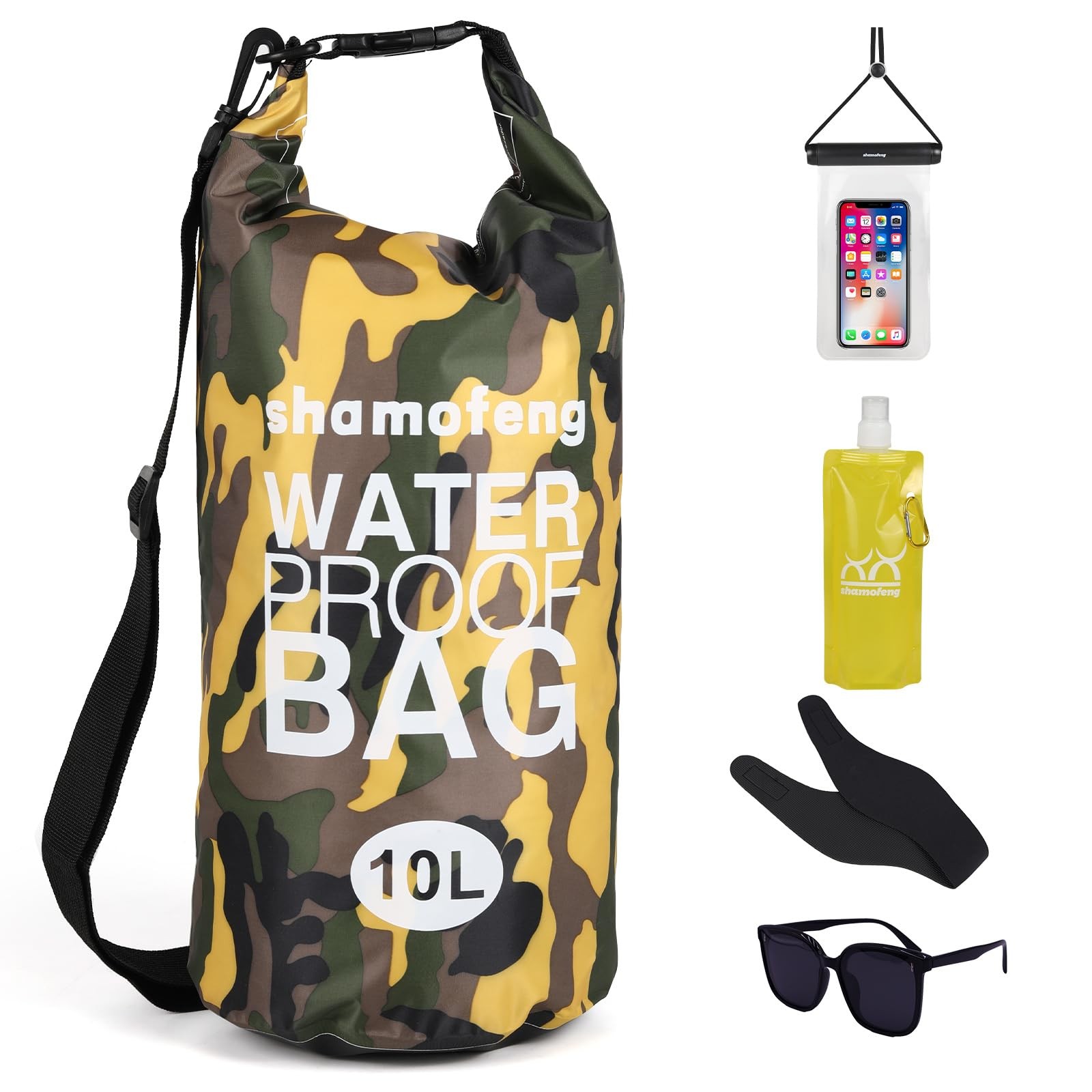shamofeng Waterproof Dry Bag 5L/10L/15L/20L/30L Roll Top 5L, Yellow