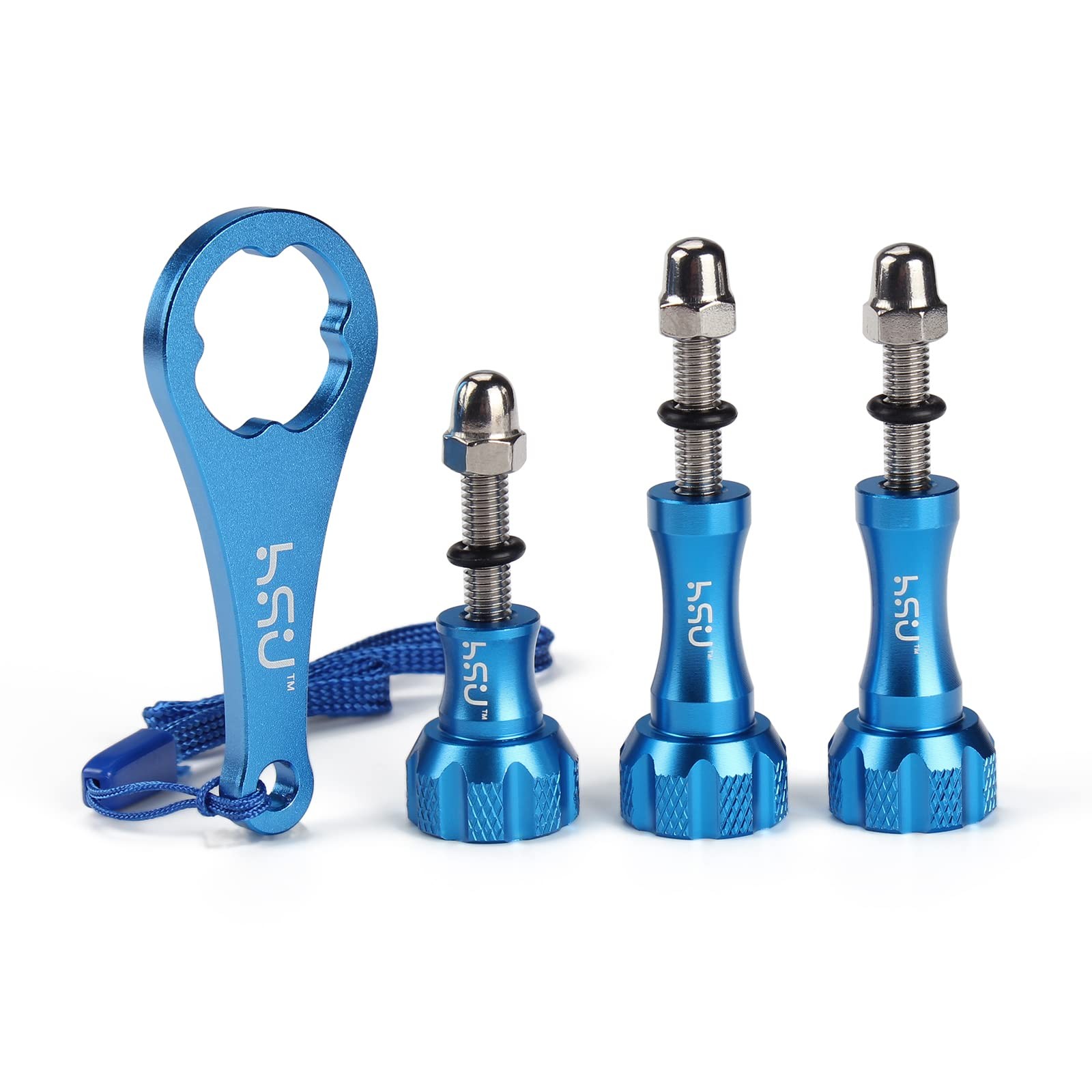 HSU Aluminum Thumbscrew Set + Wrench for Small, + Wrench(Blue)