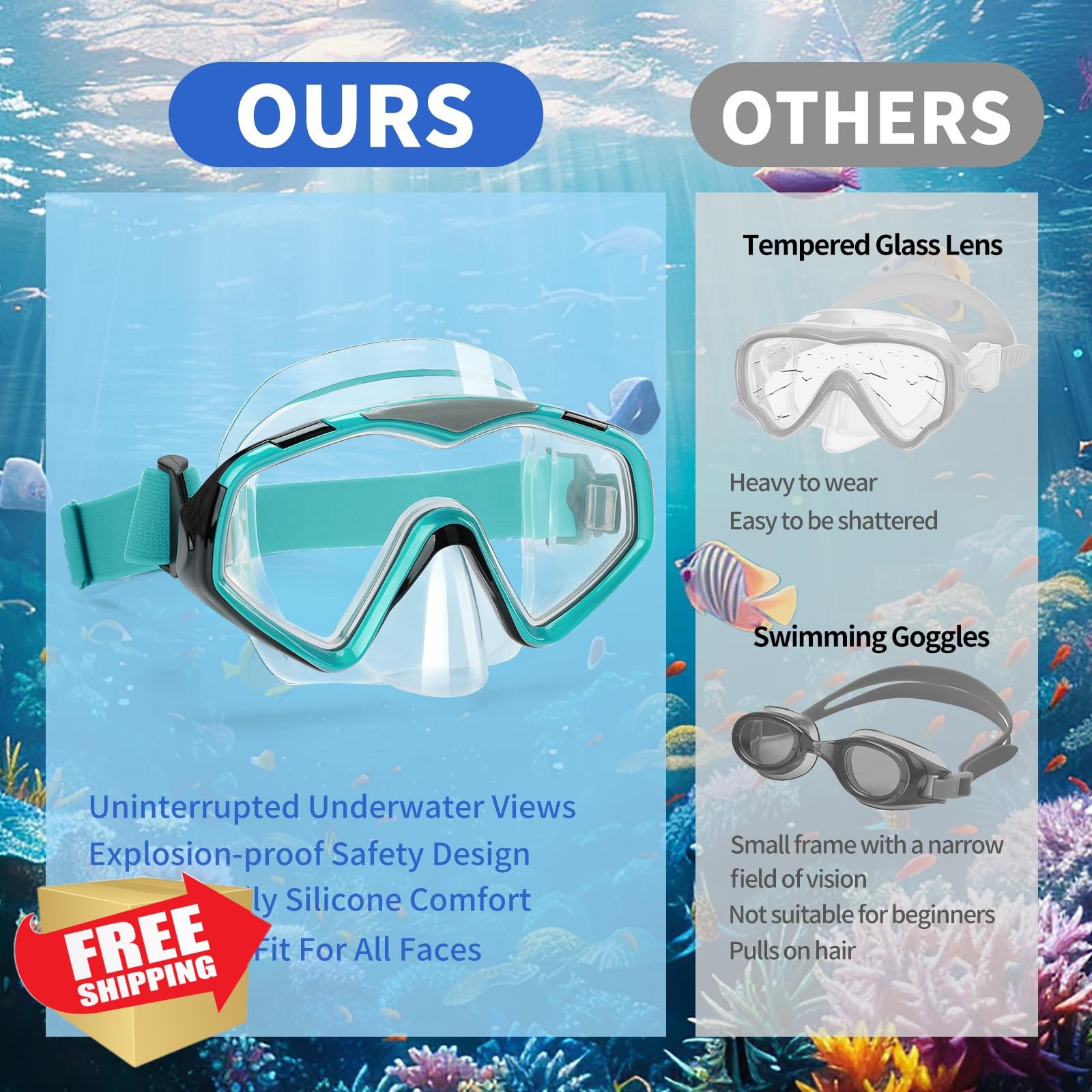iGym Diving Mask Light-green Transparent Silicone