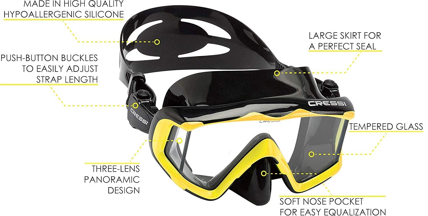 Pano 3 & Supernova Dry Mask & Snorkel Kits, Black/Yellow