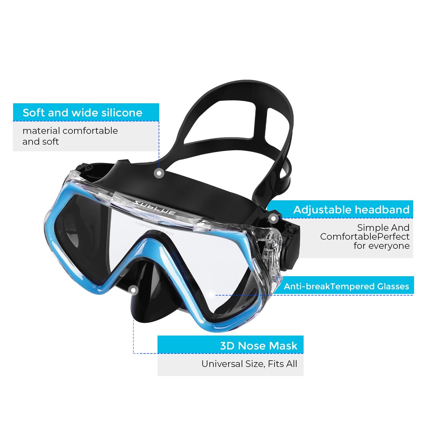 Snorkeling Gear for Adults Anti-Fog Scuba Diving Dry-Top Snorkel Set Scuba Di…