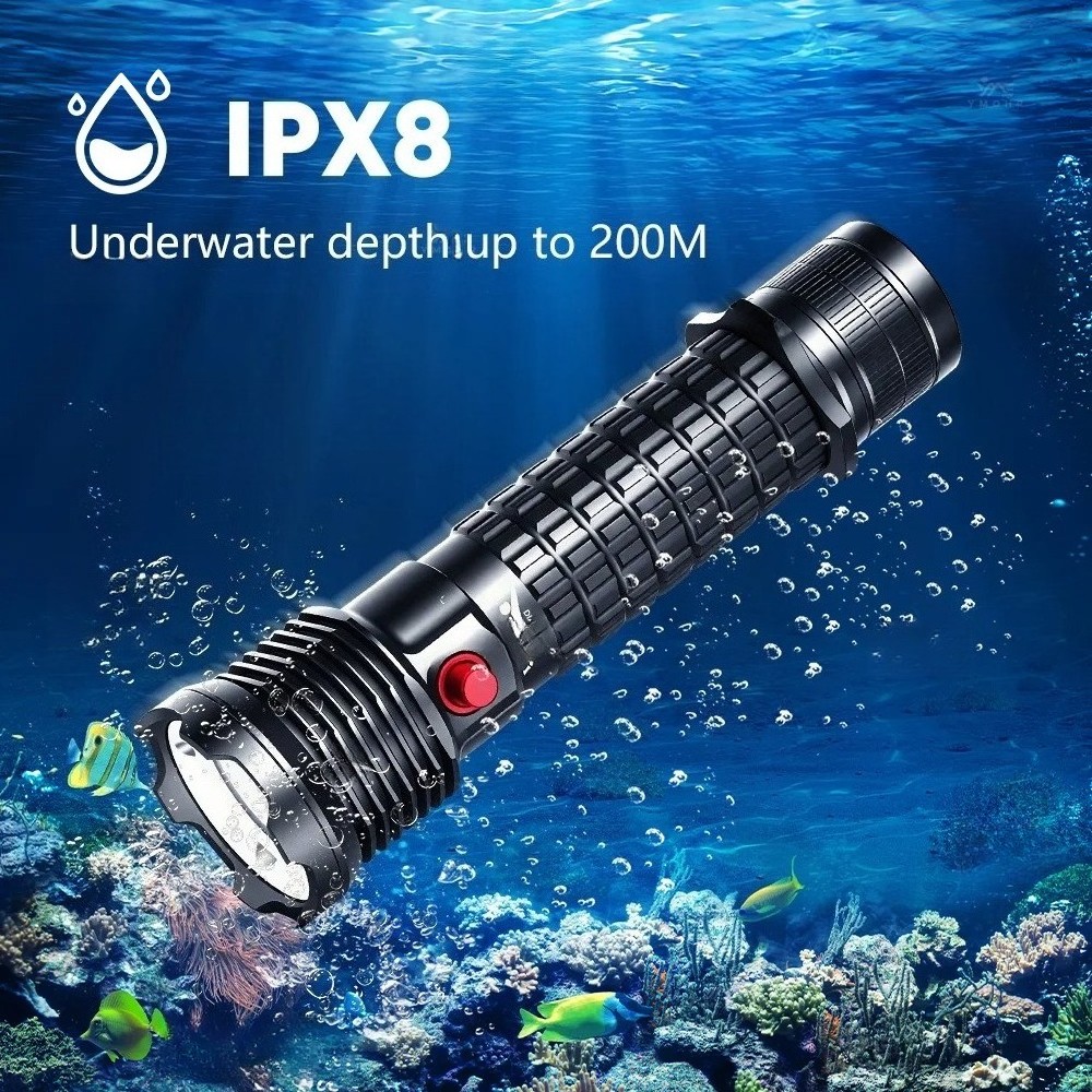 3000LM Dive Torch P70 Diving Flashligh Battery Underwater Diving Fishing Lamp
