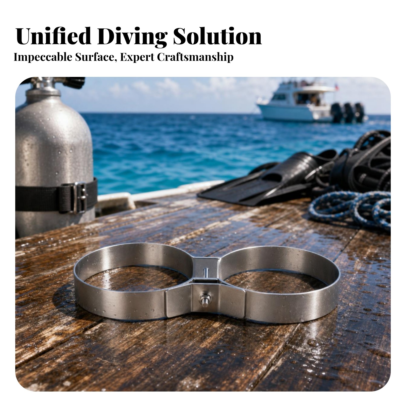 Double Scuba Tank Clamp Silver Finish Double-Loop Tank Clamp