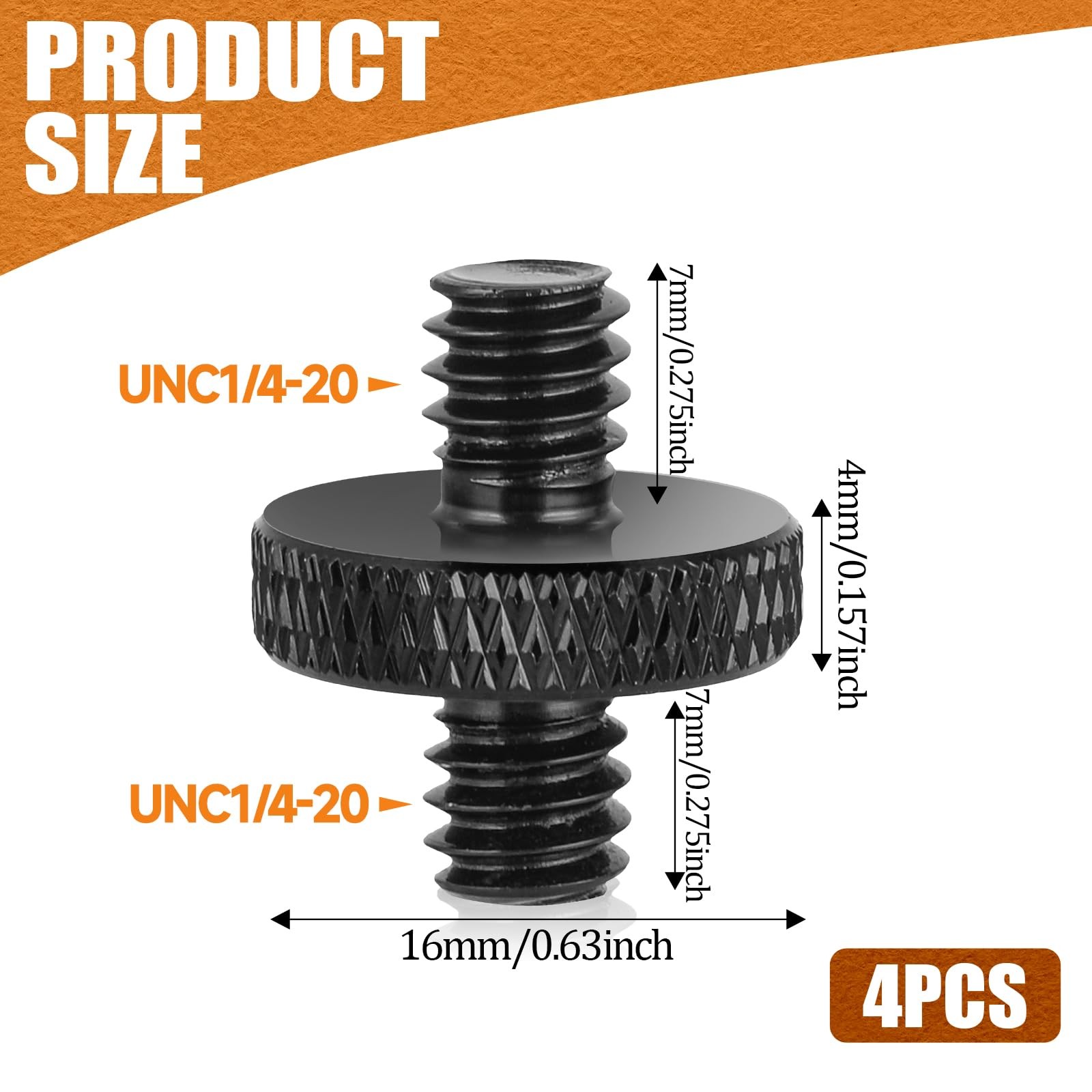 1/4″ Male to Tripod Screw, 4 PCS Standard Camera Cage small, black
