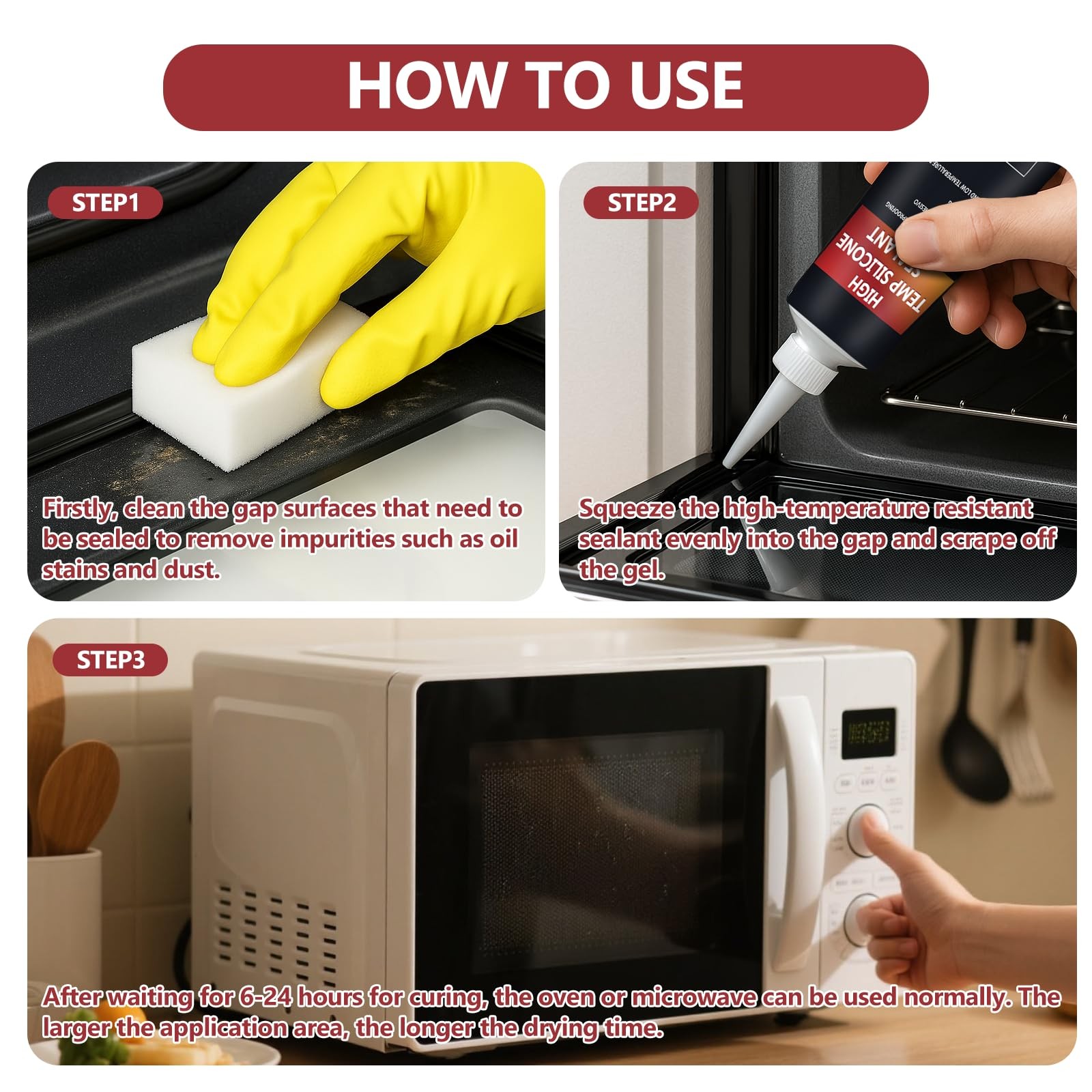 INNOVAYOU 100ml Black Oven Heat Resistant Glue, High Temperature Clear