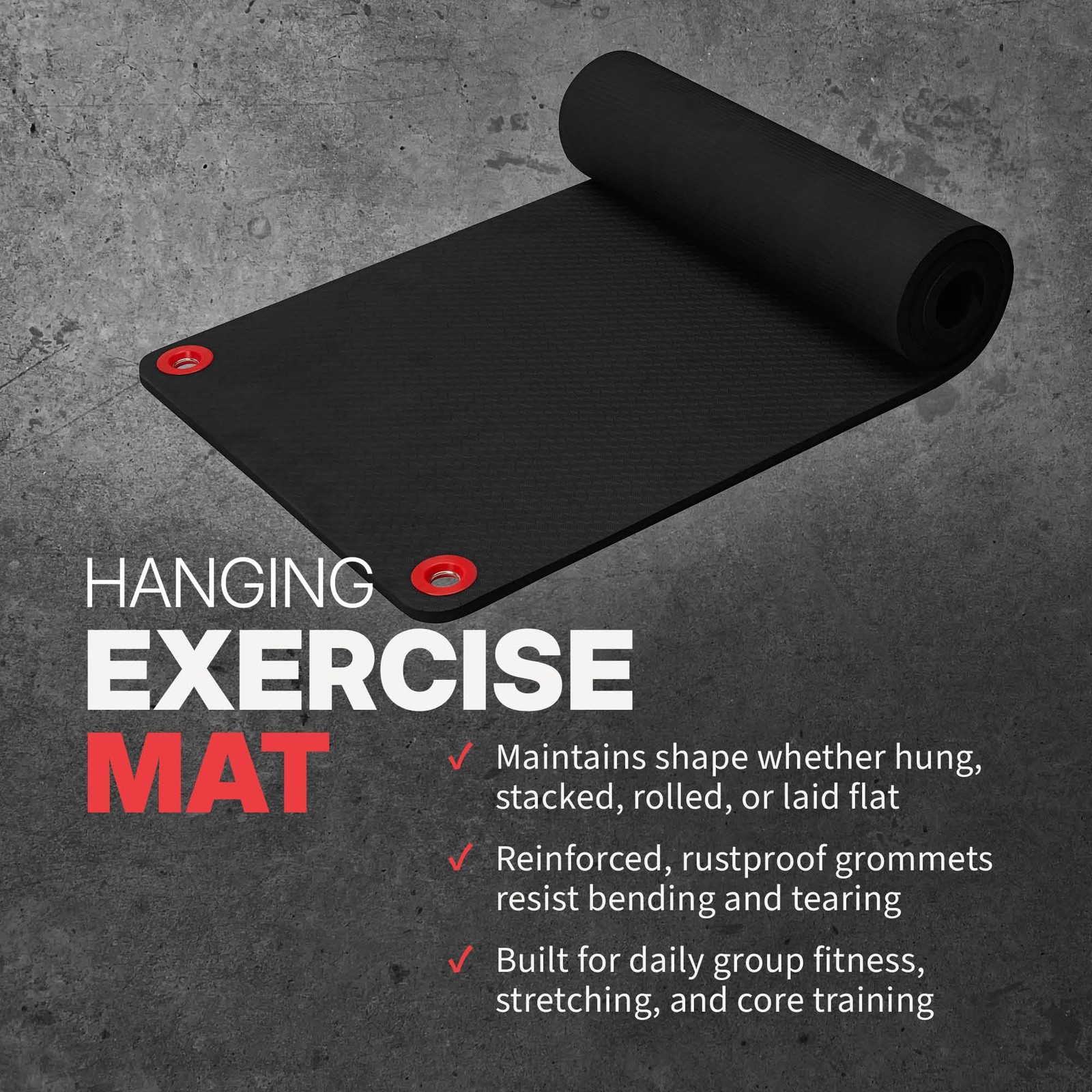 SPRI Hanging Exercise Mat, 56x23x5/8-Inch, 56″ L x 23″ W x 5/8″ (Black)