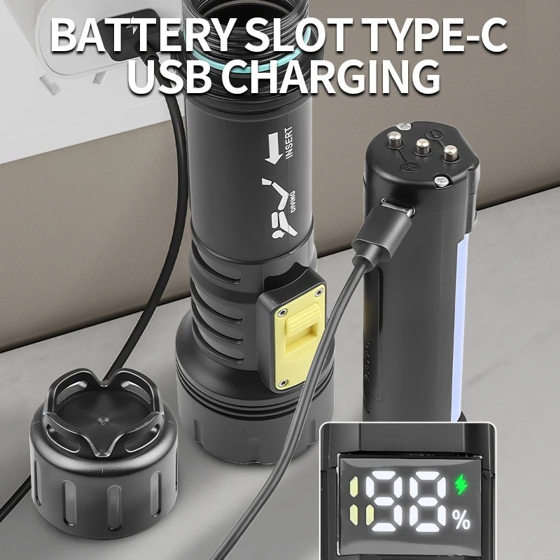 New P70 Diving Flashlight IPX8 Waterproof Digital Charging Case Underwater Torch