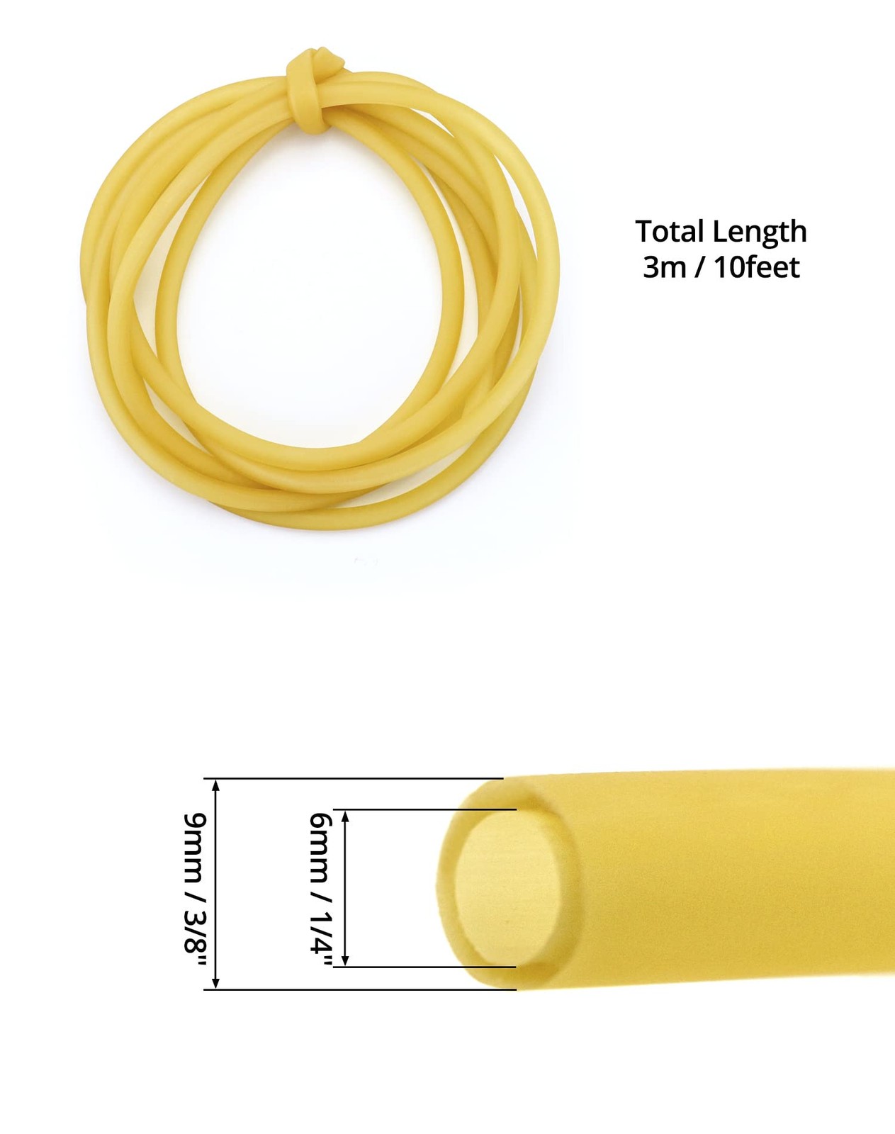 QWORK 10FT 3/8″ OD 1/4″ ID Natural Latex Rubber 120 inches,