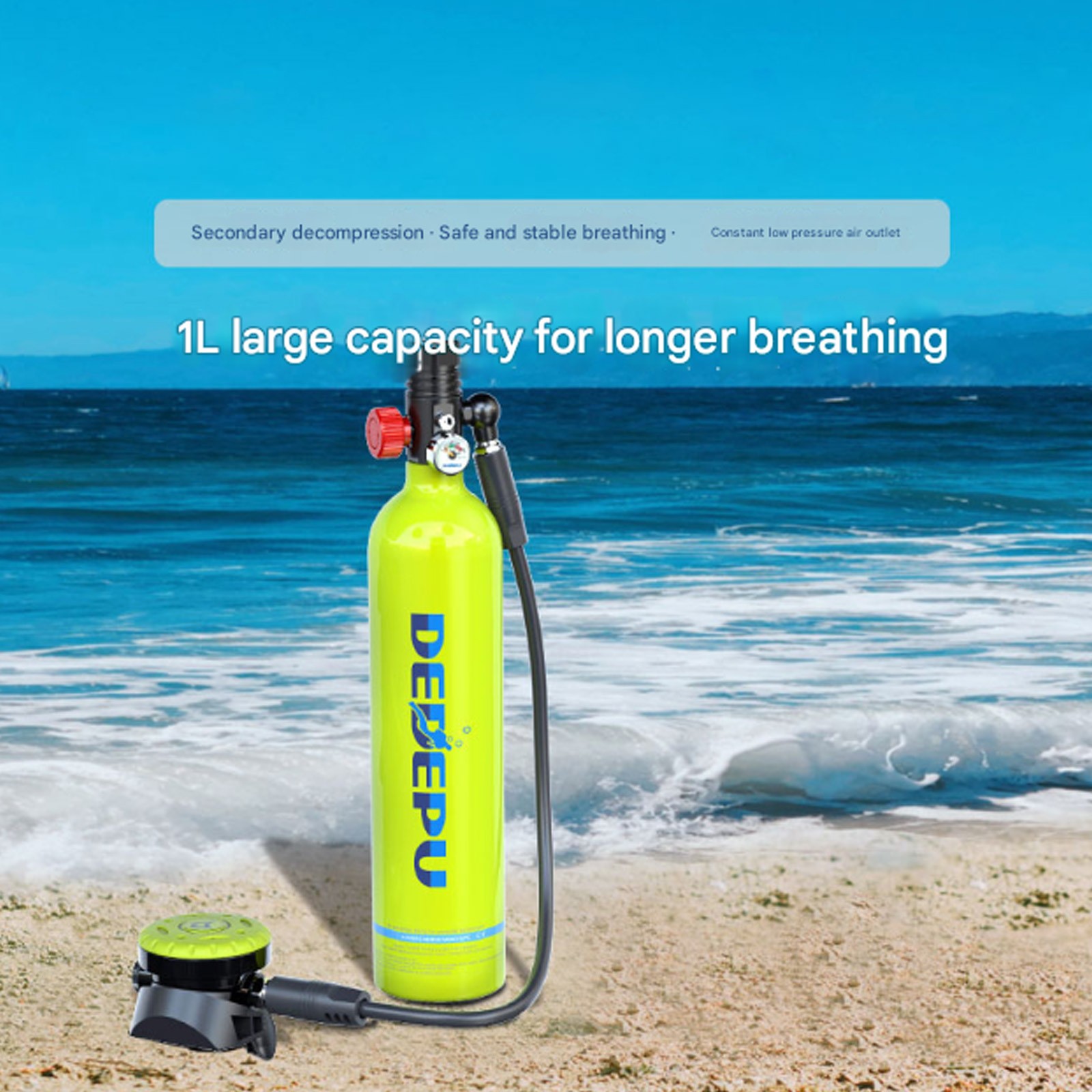 DEDEPU Scuba Diving Kit Full Face Snorkel Mask 1L Air Oxygen Tank Underwater US