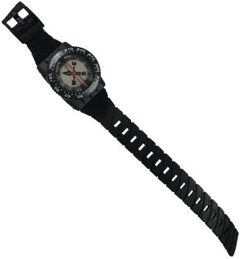 Deluxe Underwater Compass with Glowing Dial and Adjustable Strap – Black