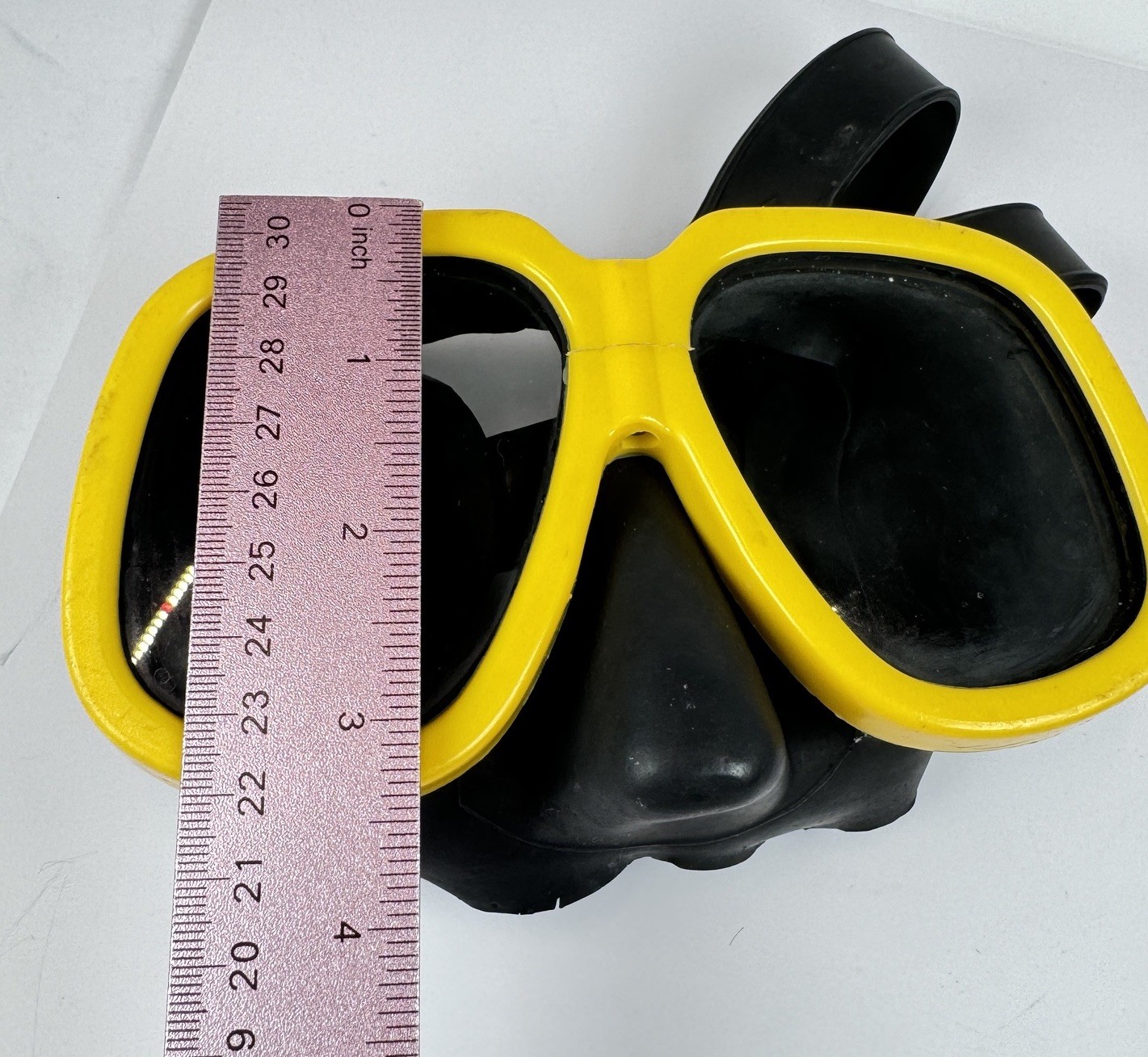 VTG 1970s White Stag Super View Scuba Dive Mask Tempered Glass Dual Lens Yellow