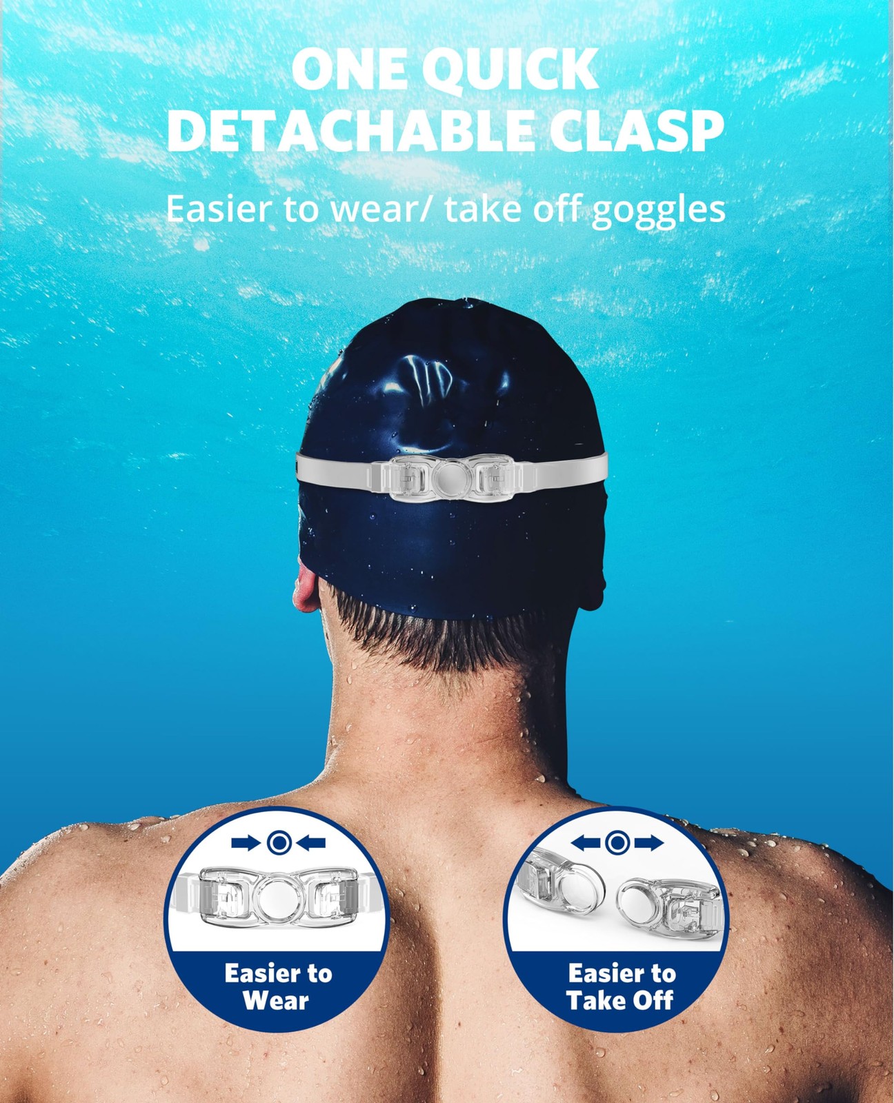 Aegend Swim Goggles, 2 One Size, Bright Slivery & Sky Blue With Strap