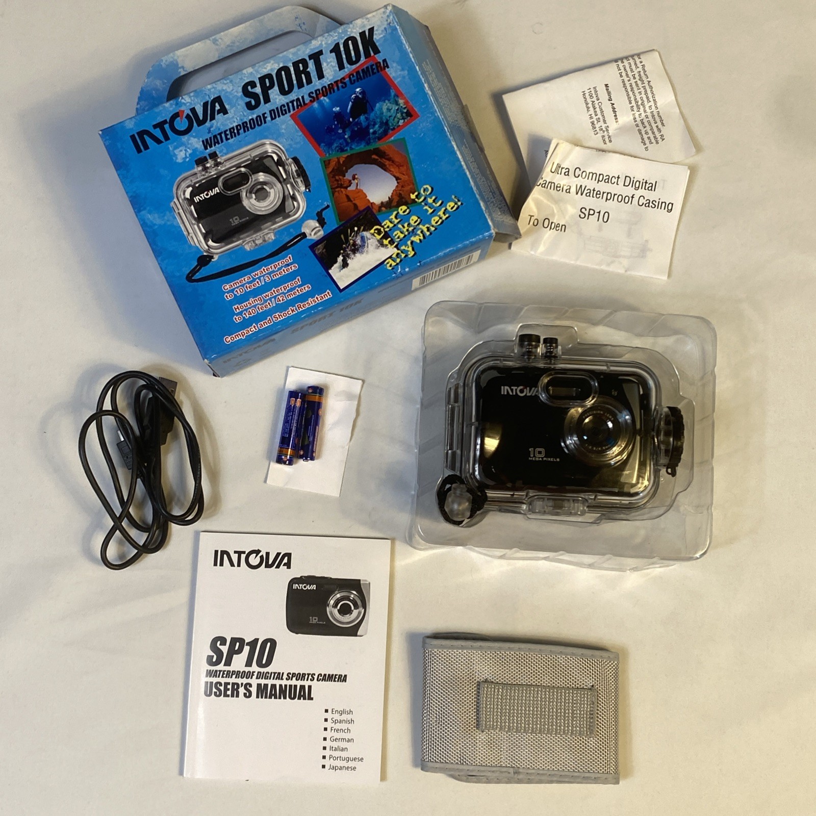 Intova Sport 10k Waterproof Digital Sports Camera 10MP LCD Flash New Open Box