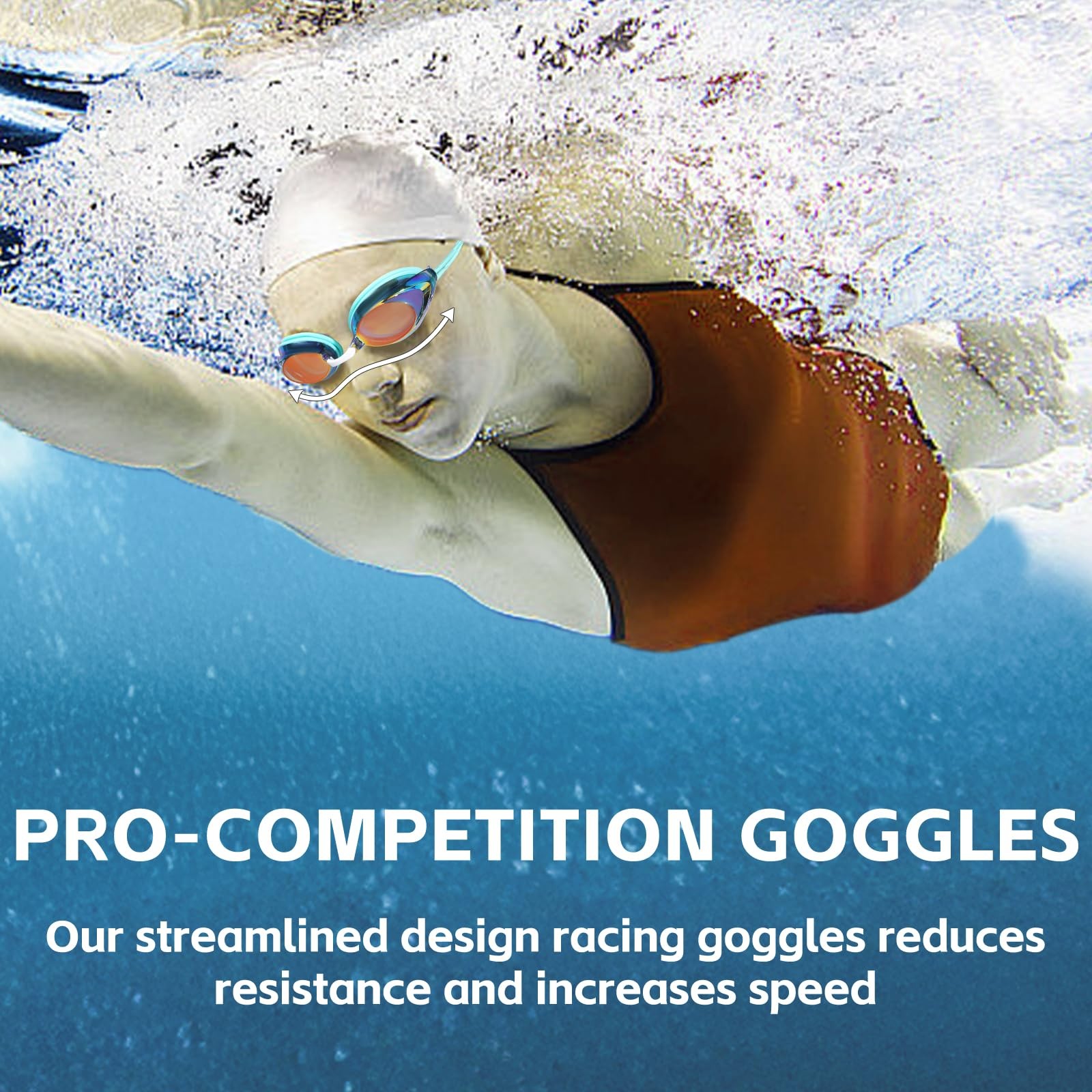 ITOWE 2 Pack Competitive Swim Goggles, Swimming One Size, Green and Blue