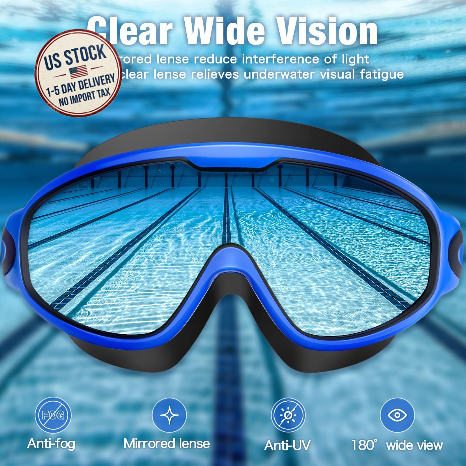 Water Space 2 Pack Swim Goggles, Swimming Goggles for Men 1, Pink a & Blue a